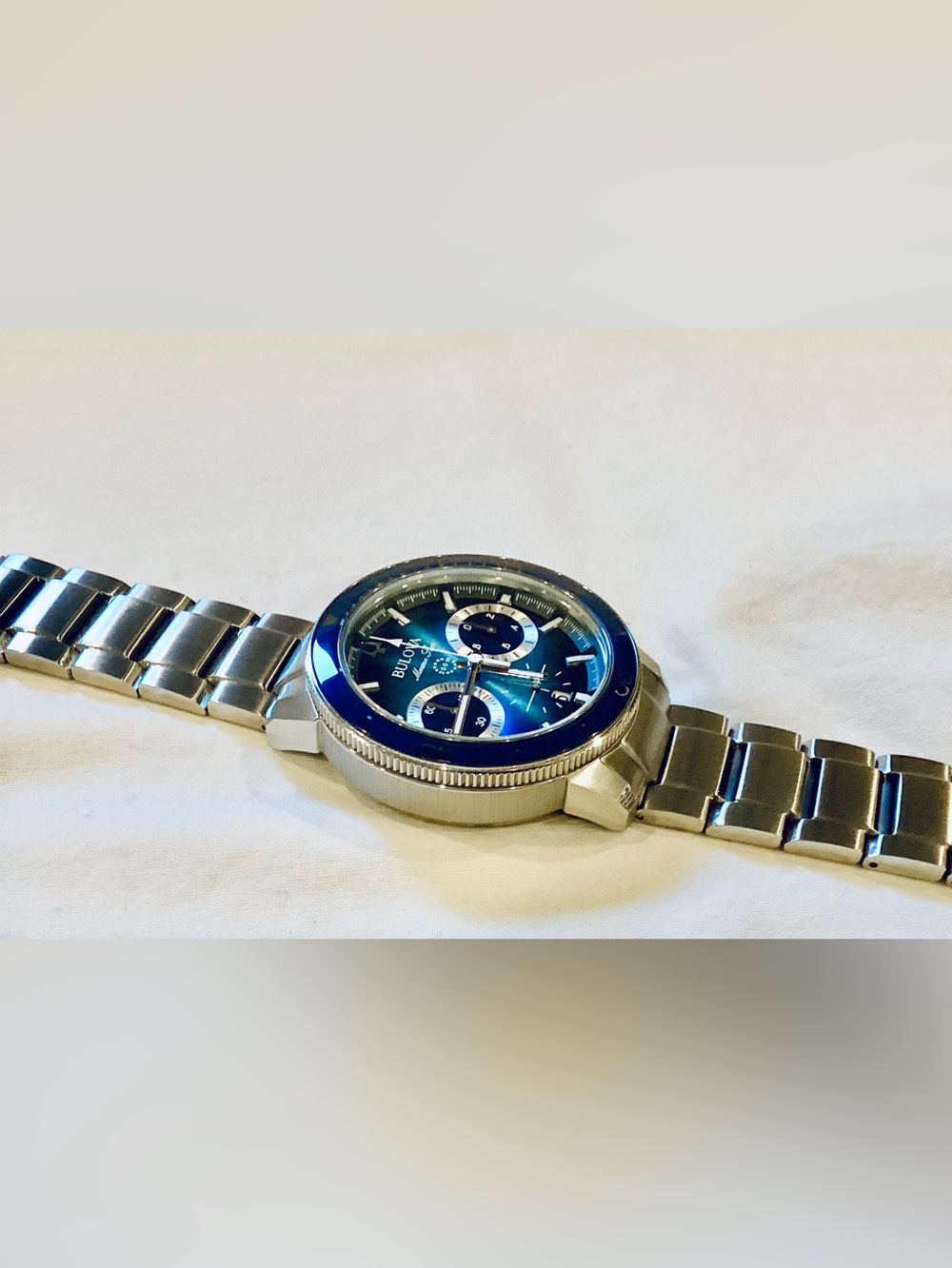 Bulova Marine Star 96B380 Chronograph Blue Dial Men's Watch 45mm FULL-KIT - Picture 8 of 16